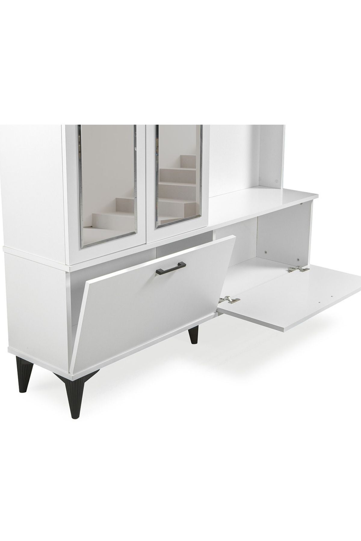 POLO 2 (iki) Kapılı Beyaz Aynalı Elbise  Askılığı Kapaklı Vestiyer,Portmanto,Ayakkabılık