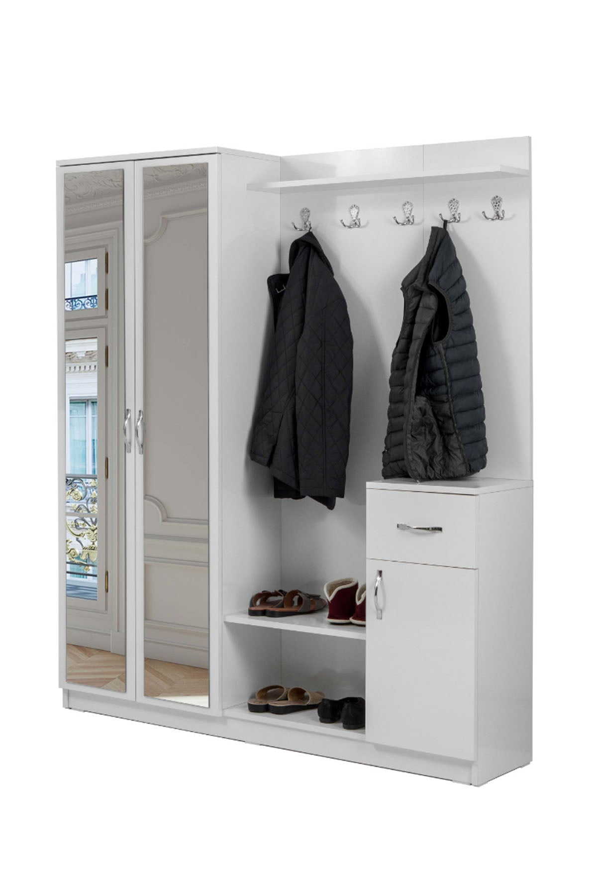 Flora Beyaz 2 Kapılı Portmanto