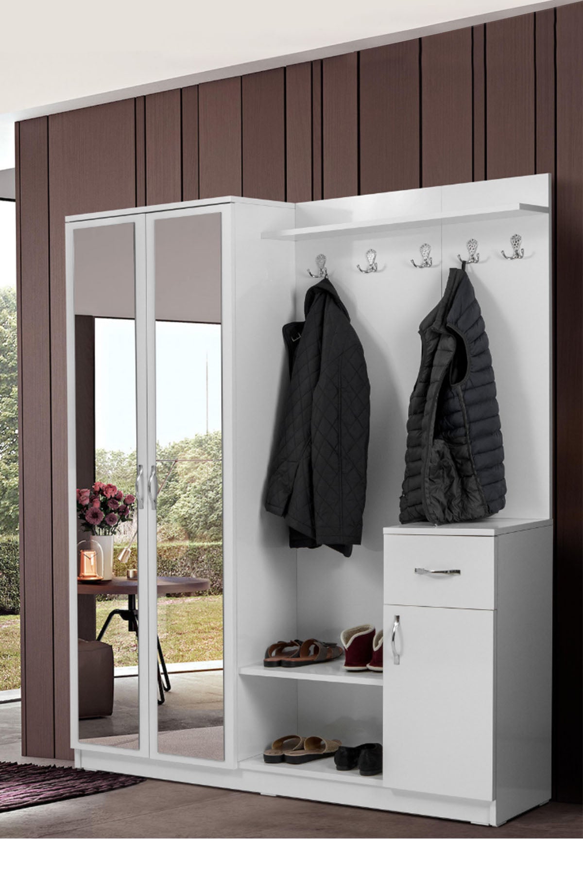 Flora Beyaz 2 Kapılı Portmanto