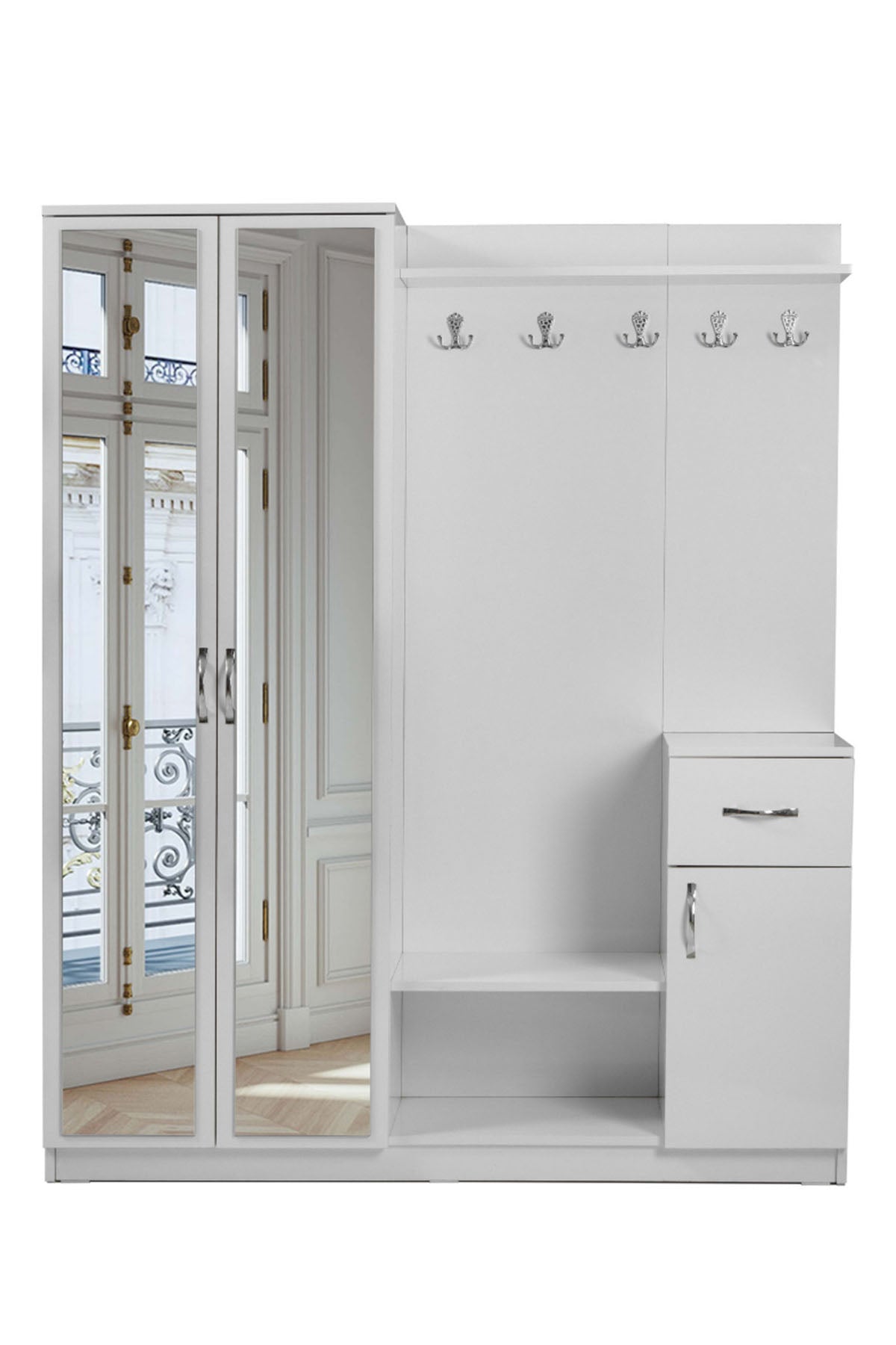 Flora Beyaz 2 Kapılı Portmanto